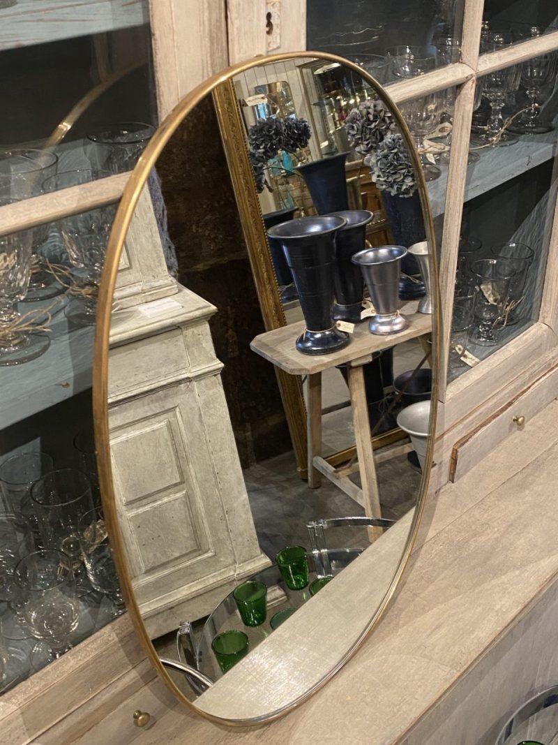 20th Century Oval Brass Mirror-Italy 1950s For Sale