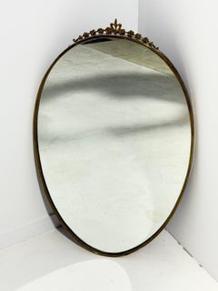 Oval Brass Mirror, Made in Italy, 1950s