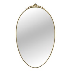 Oval Brass Mirror, Made in Italy, 1950s