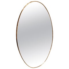 Oval Brass Mirror-Midcentury, Italy