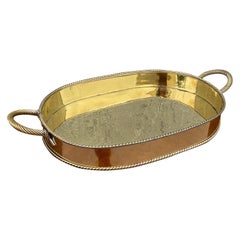 Oval Brass Tray with Rope Handles & Borders