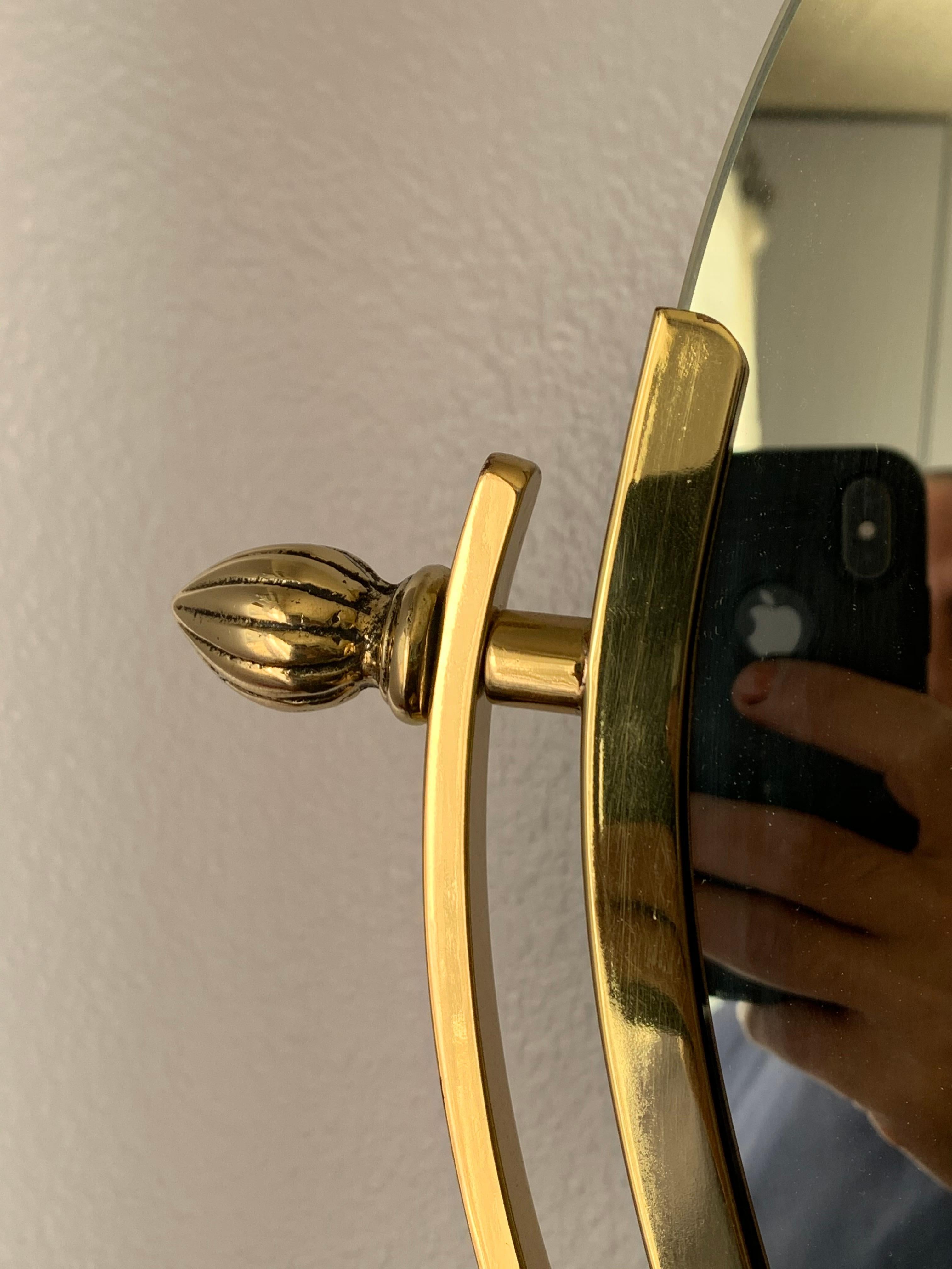 Mid-Century Modern Oval Brass Vanity Morror