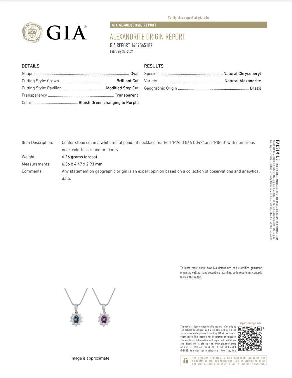 Taglio misto Collana con ciondolo in platino con alessandrite GIA e diamanti in vendita