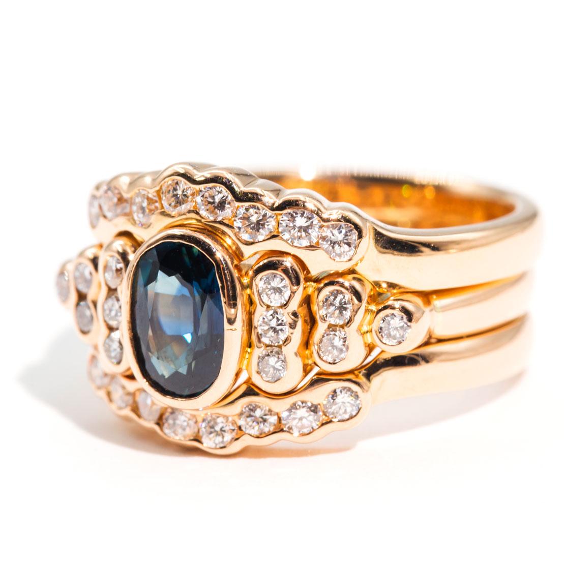 Oval Bright Blue Australian Sapphire and Diamond 18 Carat Rose Gold Cluster Ring 3