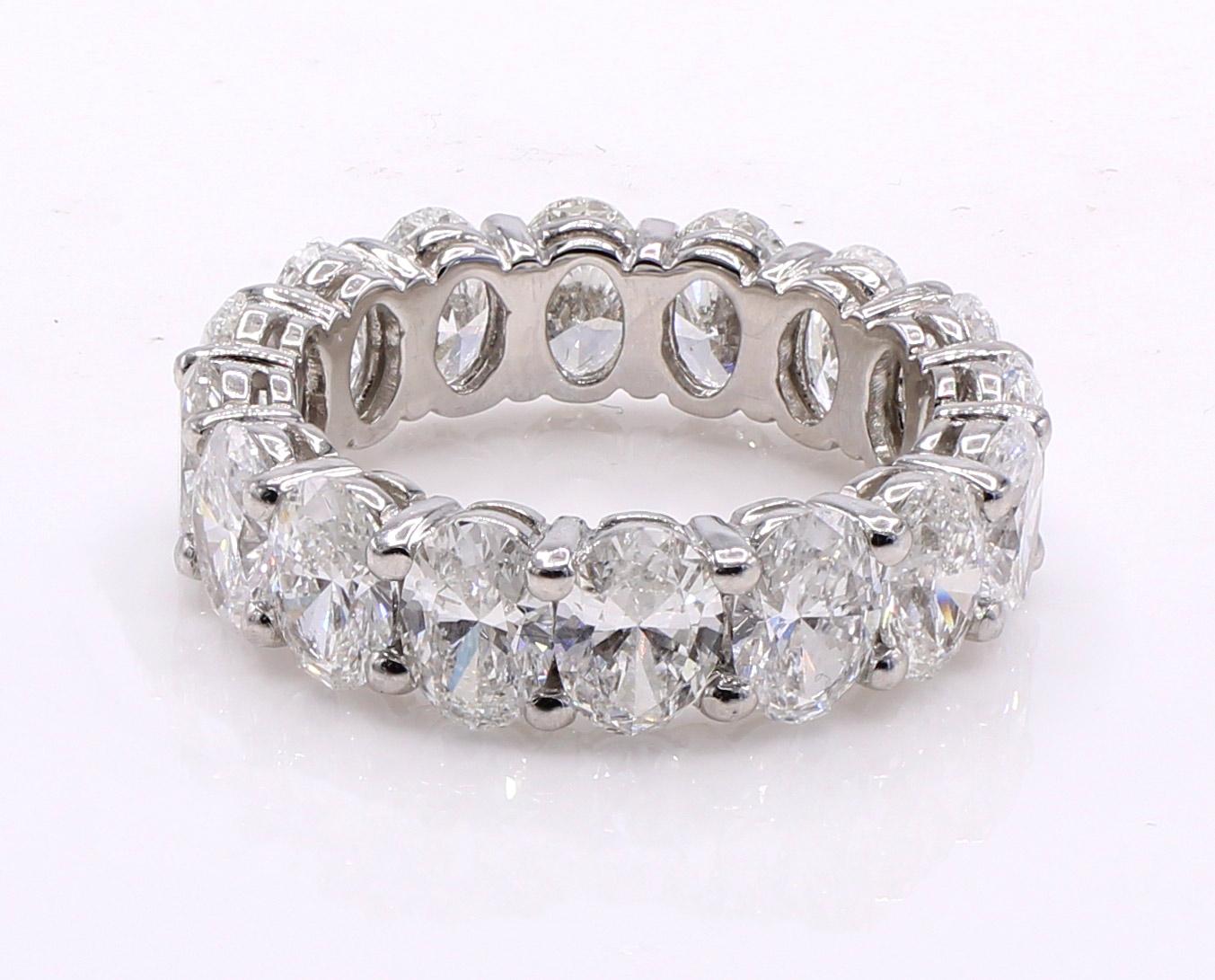 Women's or Men's Oval Brilliant Cut Diamond Platinum Eternity Band For Sale