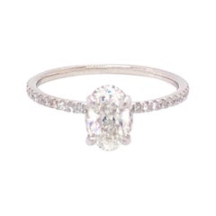 Ovaler ovaler Brillant-Diamant Verlobungsring mit verstecktem Halo in der Mitte 0,71 Karat F, VS1 GIA