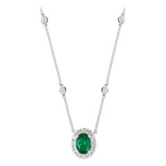 Oval Brilliant Emerald Pendant with .71ct Emerald and .48ct of Diamonds in 18kt