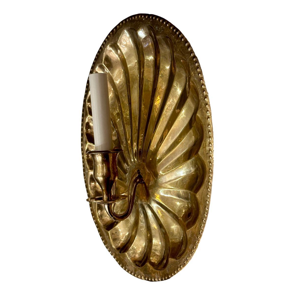 Italian Oval Bronze Shell Sconces For Sale