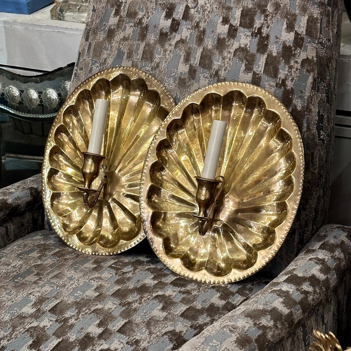 Oval Bronze Shell Sconces For Sale 1