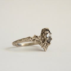 Oval Brown Diamond and 14 Karat White Gold Sculptural Ring