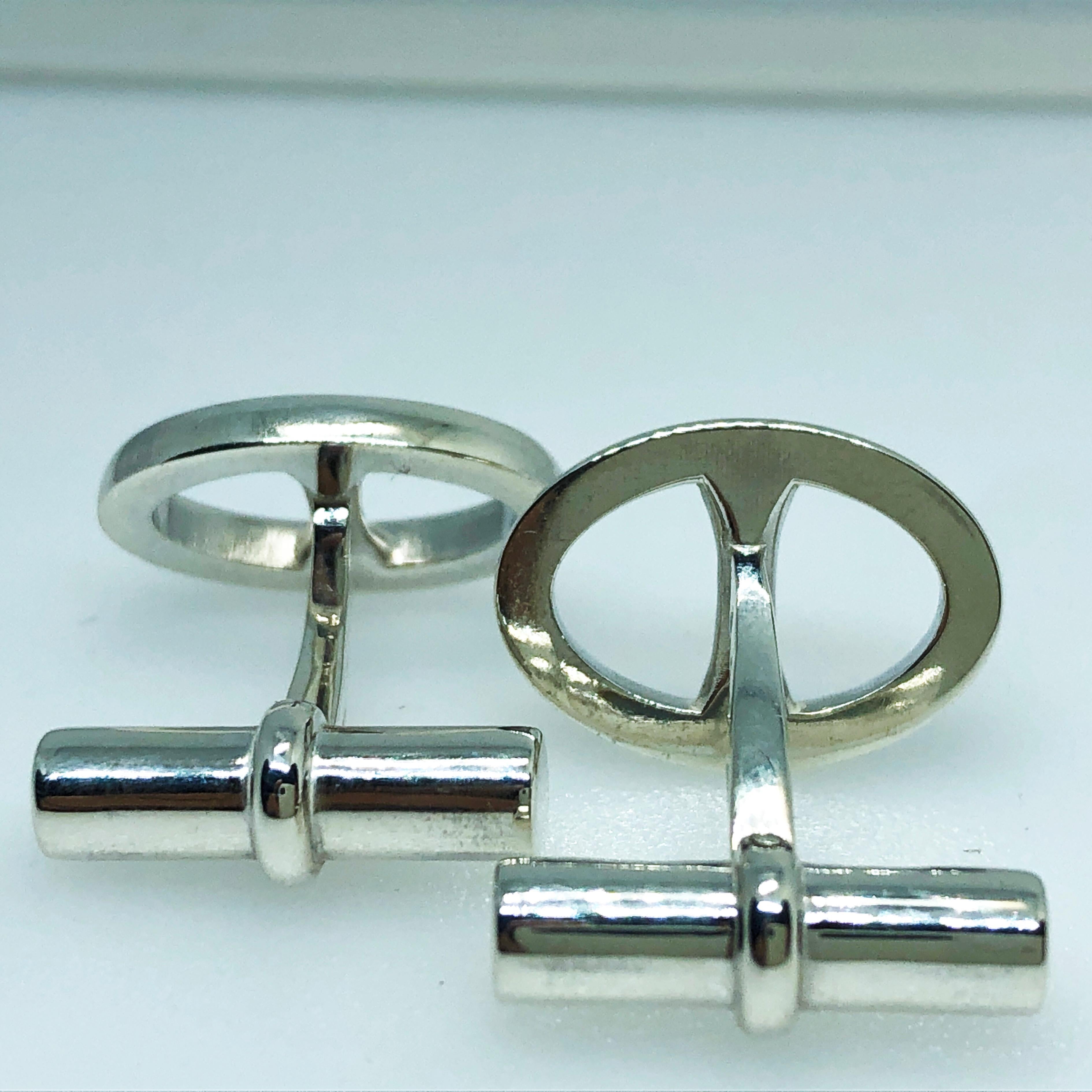 Oval Buckle Shaped Solid Sterling Silver Cufflinks 7