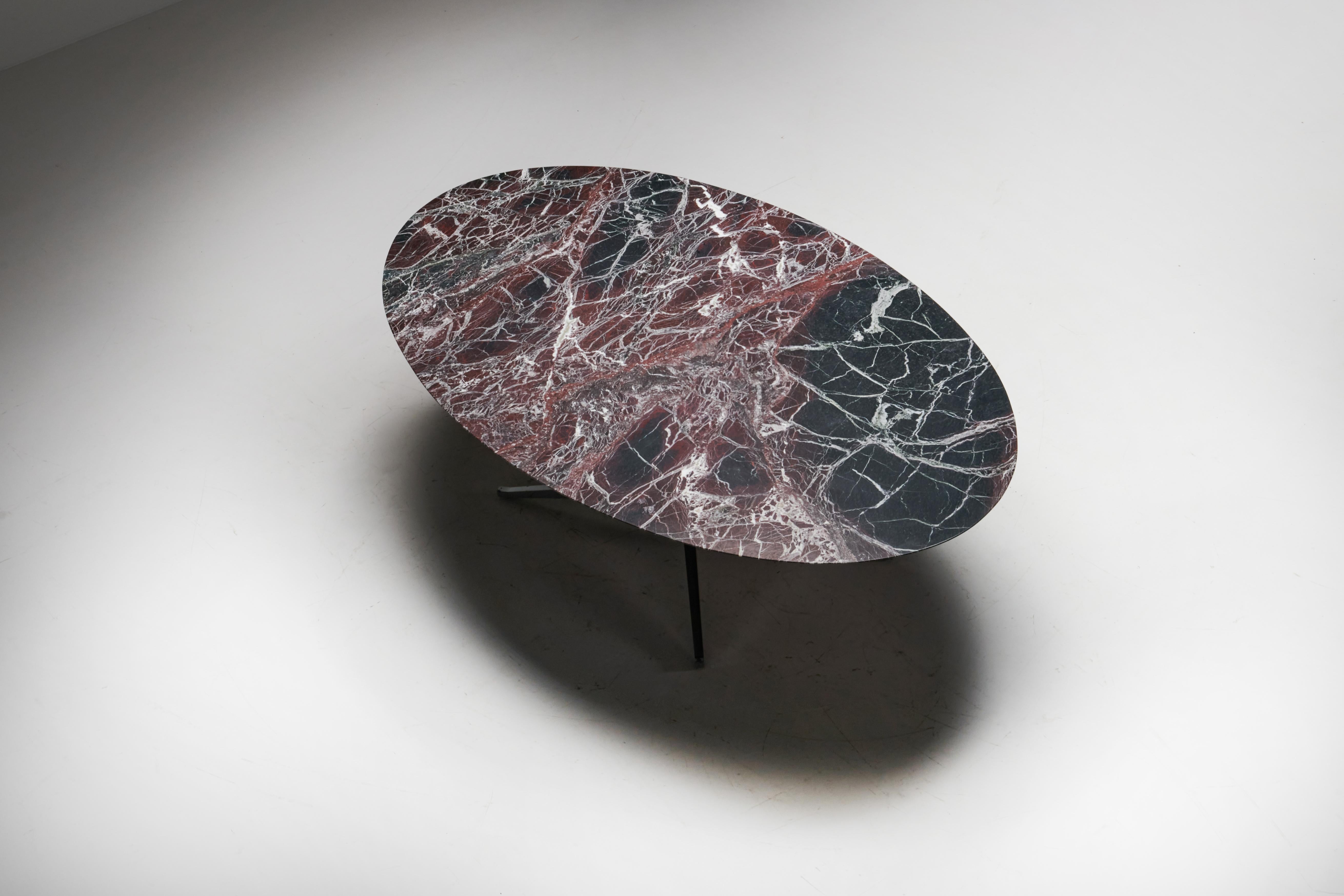 Ovaler Esstisch aus burgunderrotem Marmor von Florence Knoll, Vereinigte Staaten, 1960er Jahre im Angebot 4