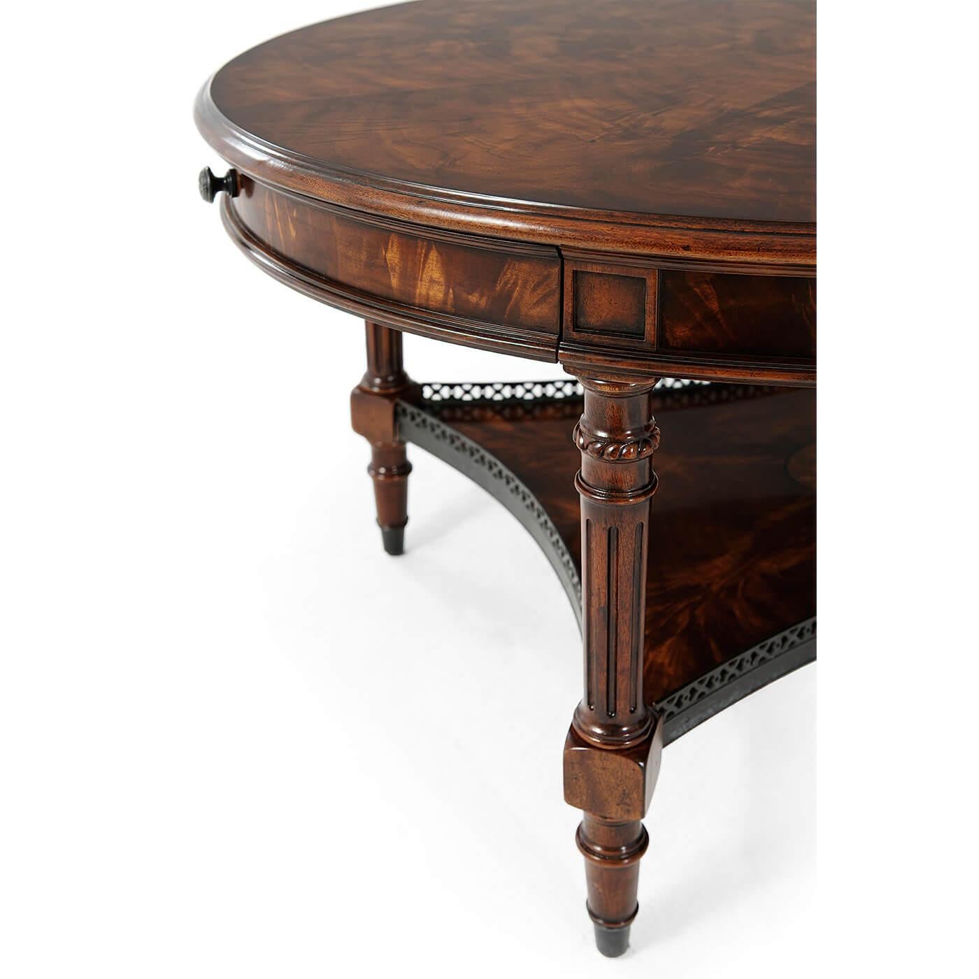 Vietnamese Oval Burl and Mahogany Coffee Table For Sale
