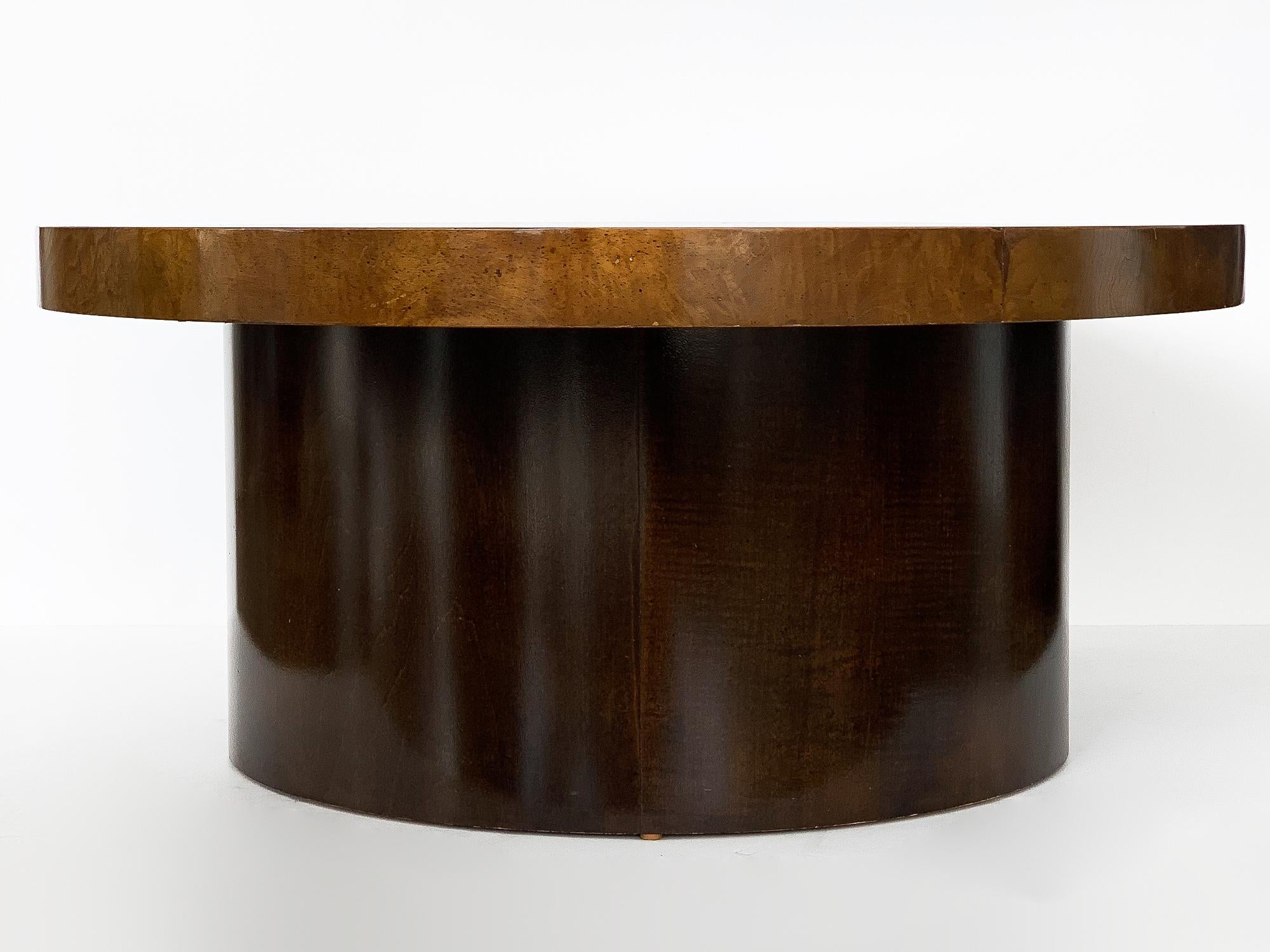 Oval Burl Wood Pedestal Coffee Table 1