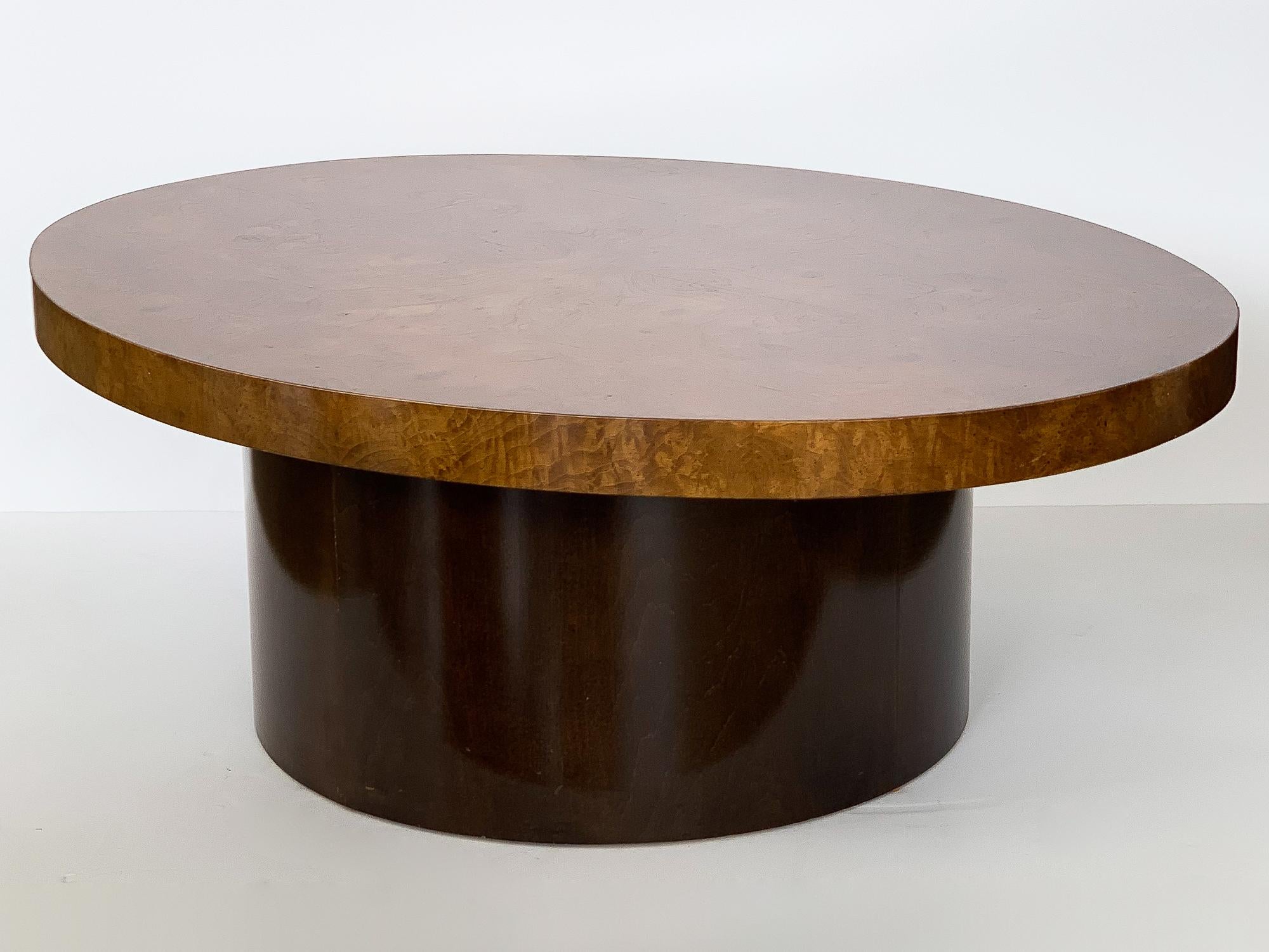 American Oval Burl Wood Pedestal Coffee Table