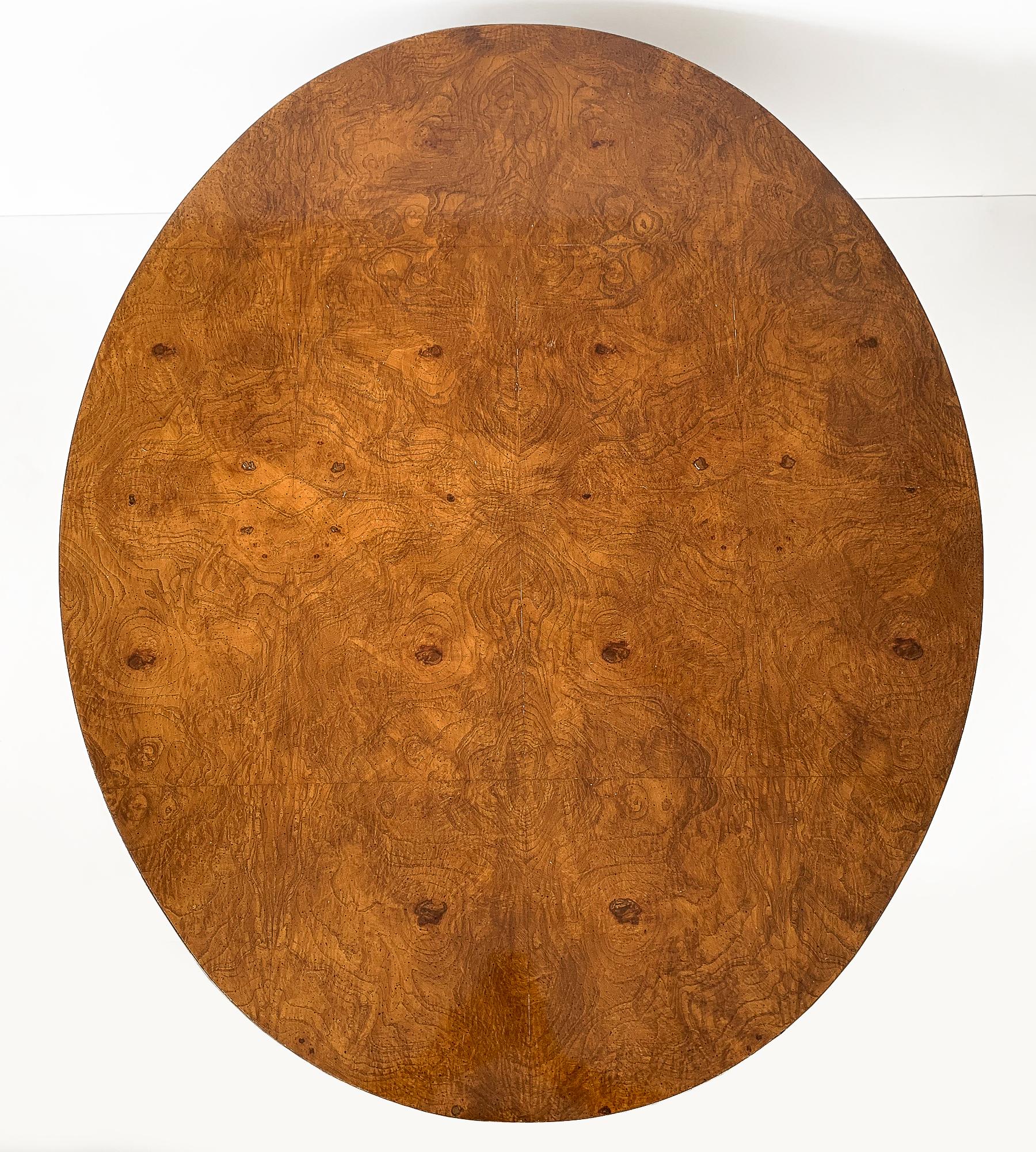 Late 20th Century Oval Burl Wood Pedestal Coffee Table