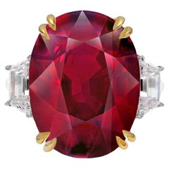 Oval Burmese Ruby 3.56 Carat Diamond Solitaire ring