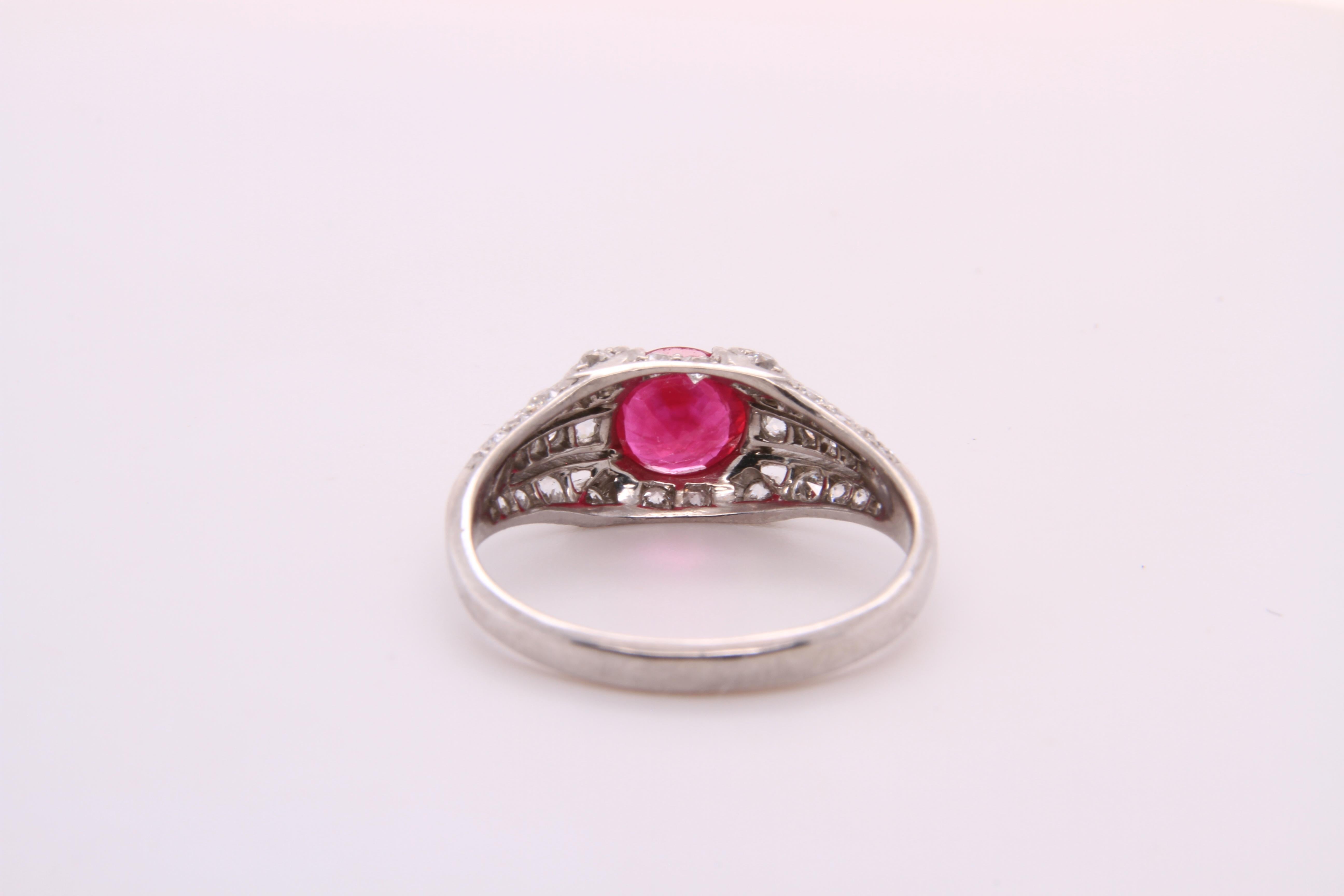 Oval Burmese Ruby and Diamond White Gold Bridal Engagement Ring 2