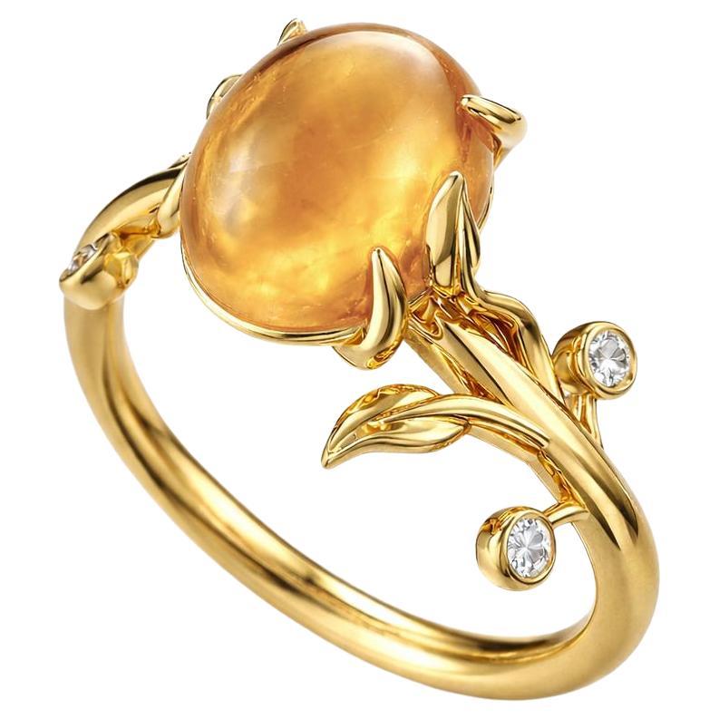 Ovaler Cab-Citrin-Ring aus 14k Gold