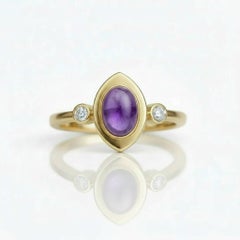 Oval Cabochon Amethyst 14k Gold Ring