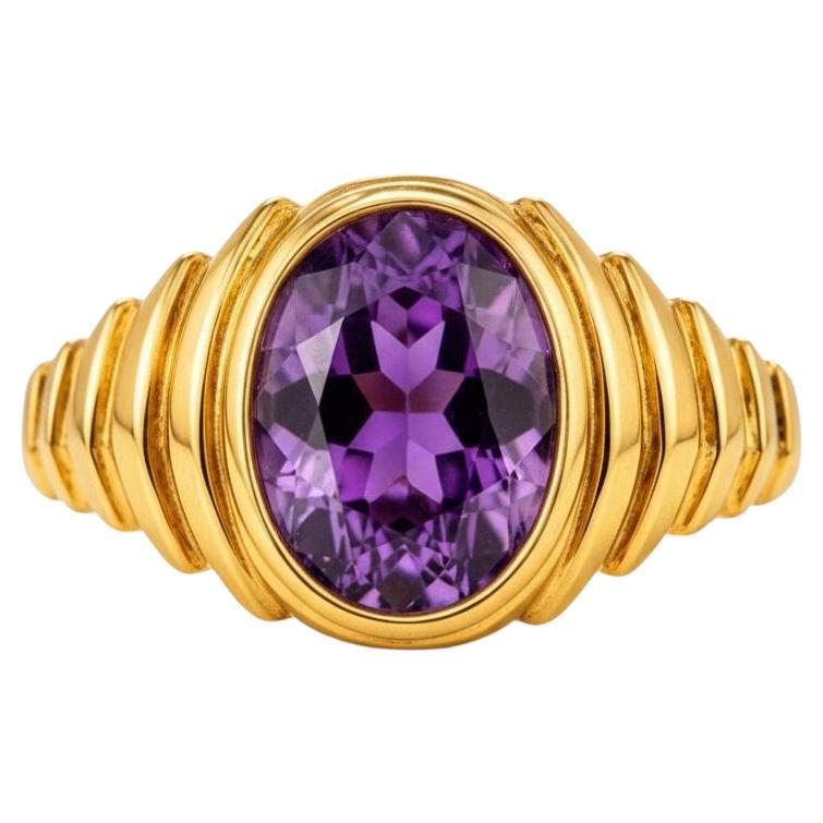 Ovaler Amethyst Ring Silber, Gold