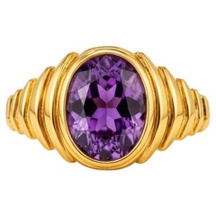 Oval Cabochon Amethyst Ring Silver, Gold