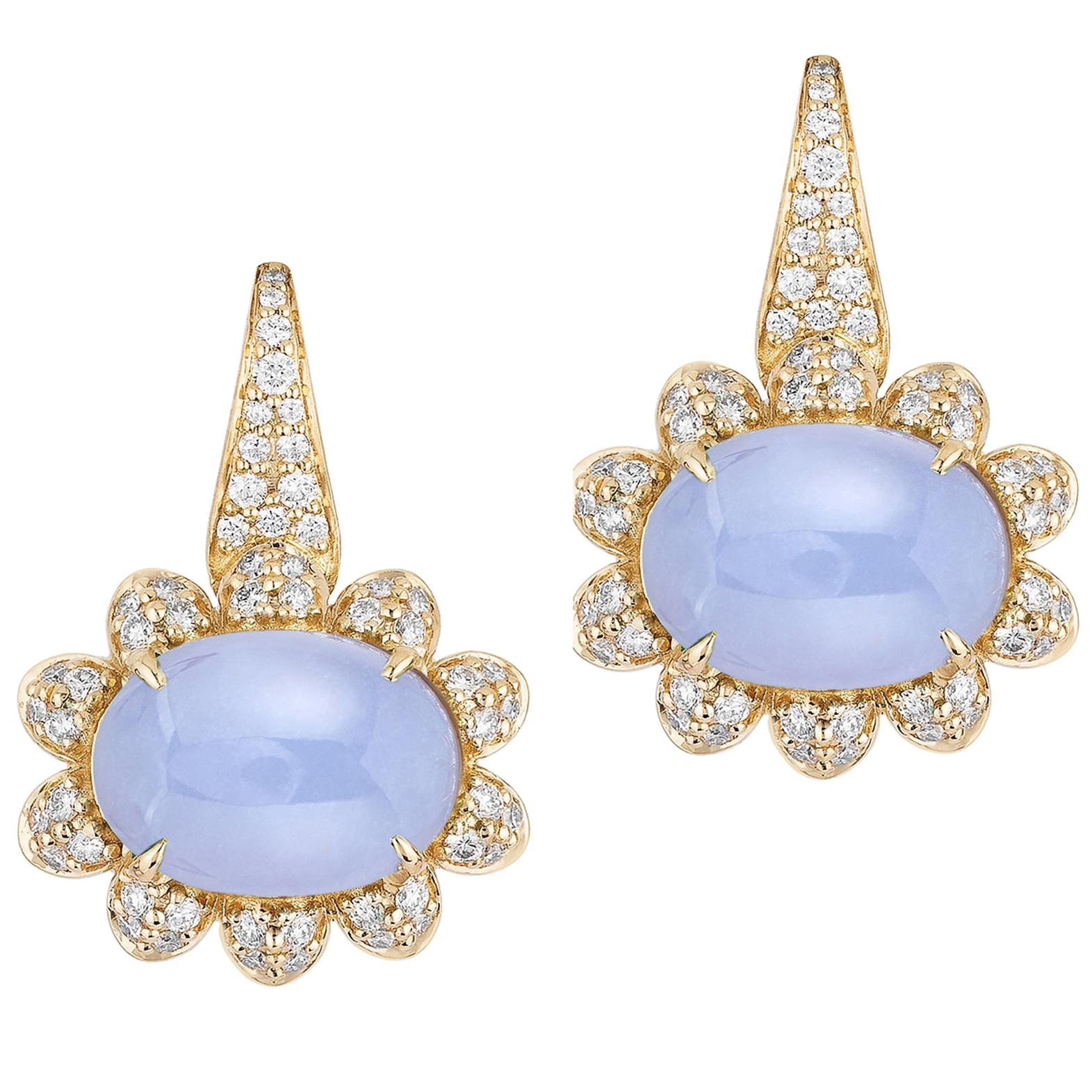 Chalcedony Sunflower Earrings at 1stDibs