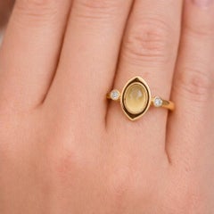 Oval cabochon citrine 14k gold ring