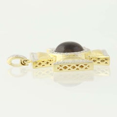 Oval Cabochon Citrine & Diamond Jude Frances Cross Pendant 18k Gold Halo .40ctw