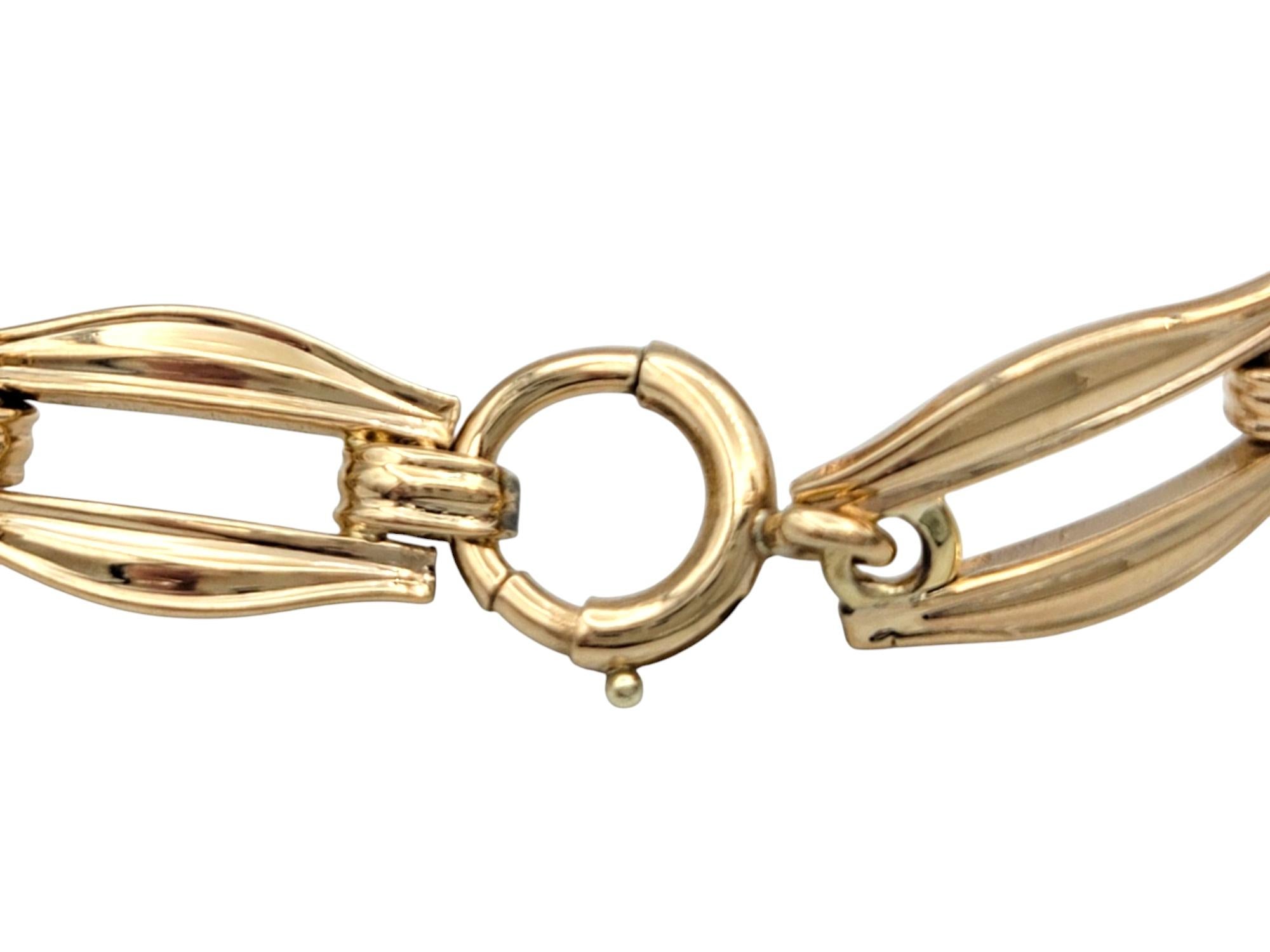 Donna Bracciale con pietra di luna ovale tagliata a cabochon e zaffiro blu A Link Oro rosa 14 carati in vendita