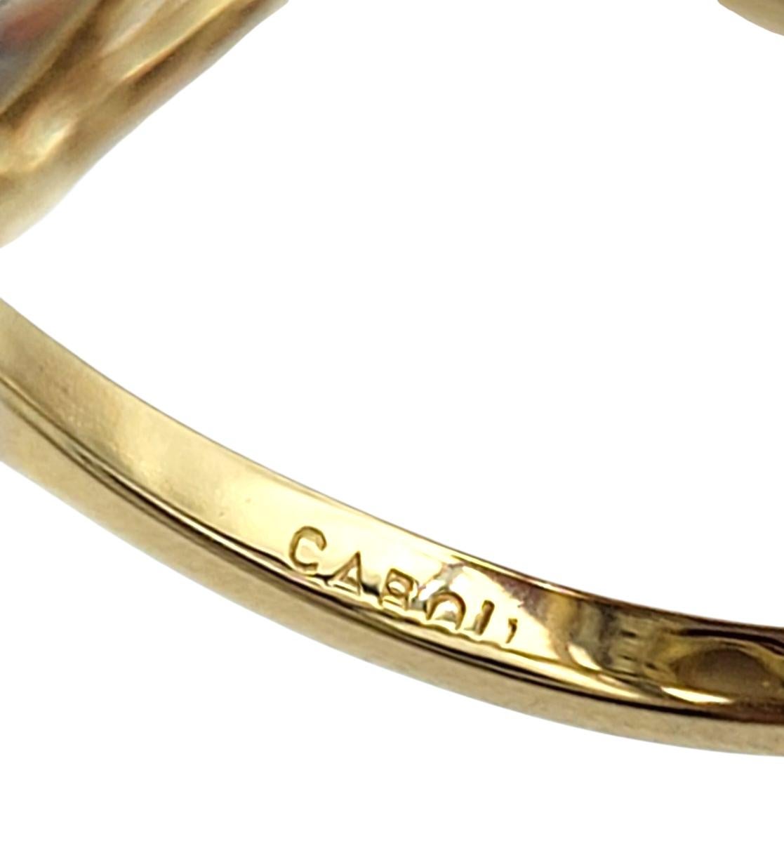 Ovaler Cabochon Opal und runder Diamant Länglicher Cocktailring 14 Karat Gelbgold im Angebot 4