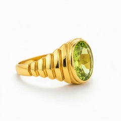 Oval Cabochon Peridot Ring Silver, Gold