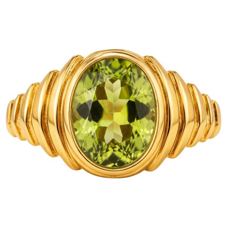 Ovaler Cabochon Peridot Ring Silber, Gold