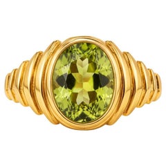 Oval Cabochon Peridot Ring Silver, Gold
