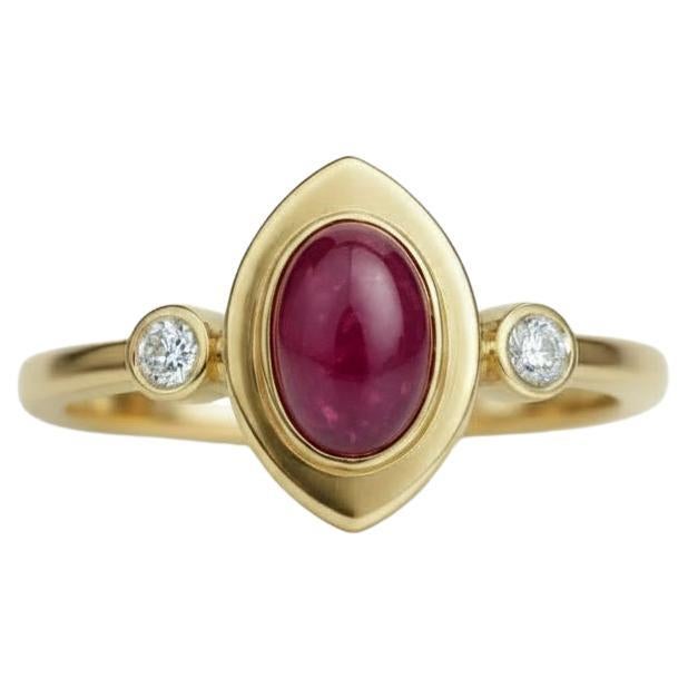 For Sale:  Oval cabochon ruby 14k gold ring