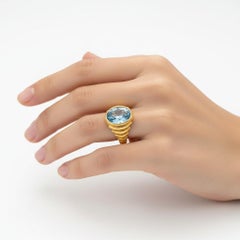 Oval Cabochon Topaz Ring Silver, Gold