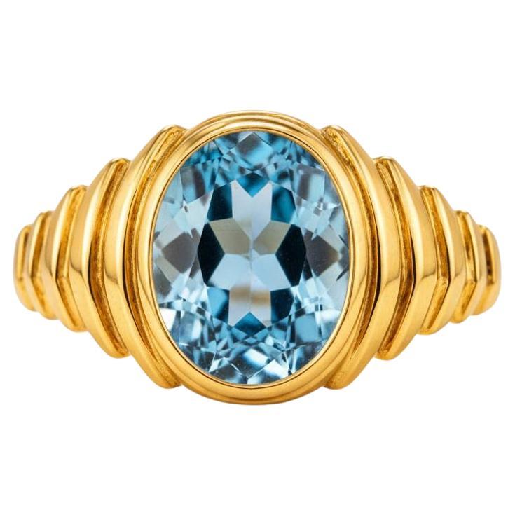 Oval Cabochon Topas Ring Silber, Gold