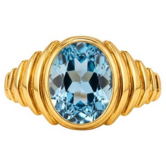 Oval Cabochon Topaz Ring Silver, Gold