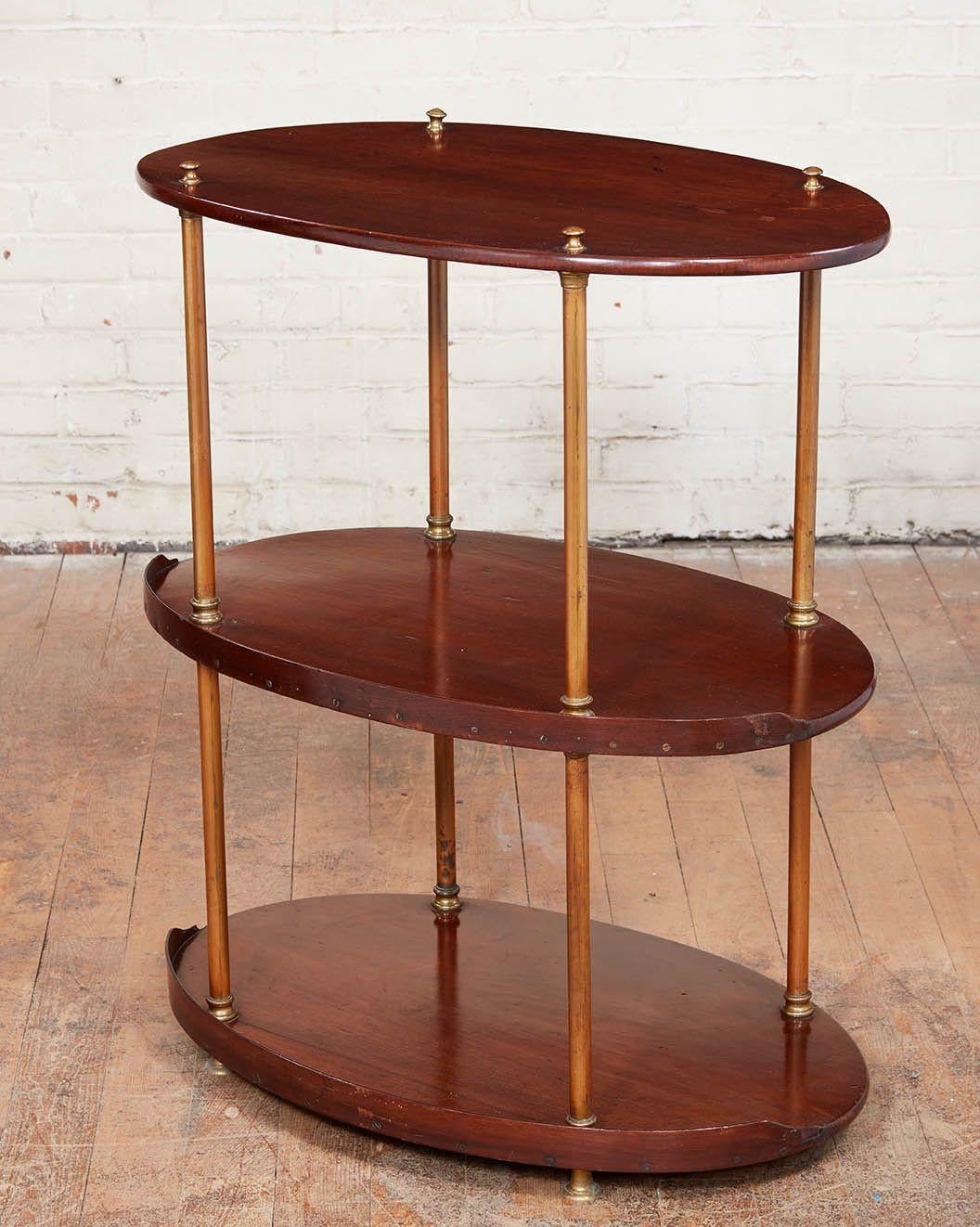 Woodwork Oval Campaign Etagere For Sale