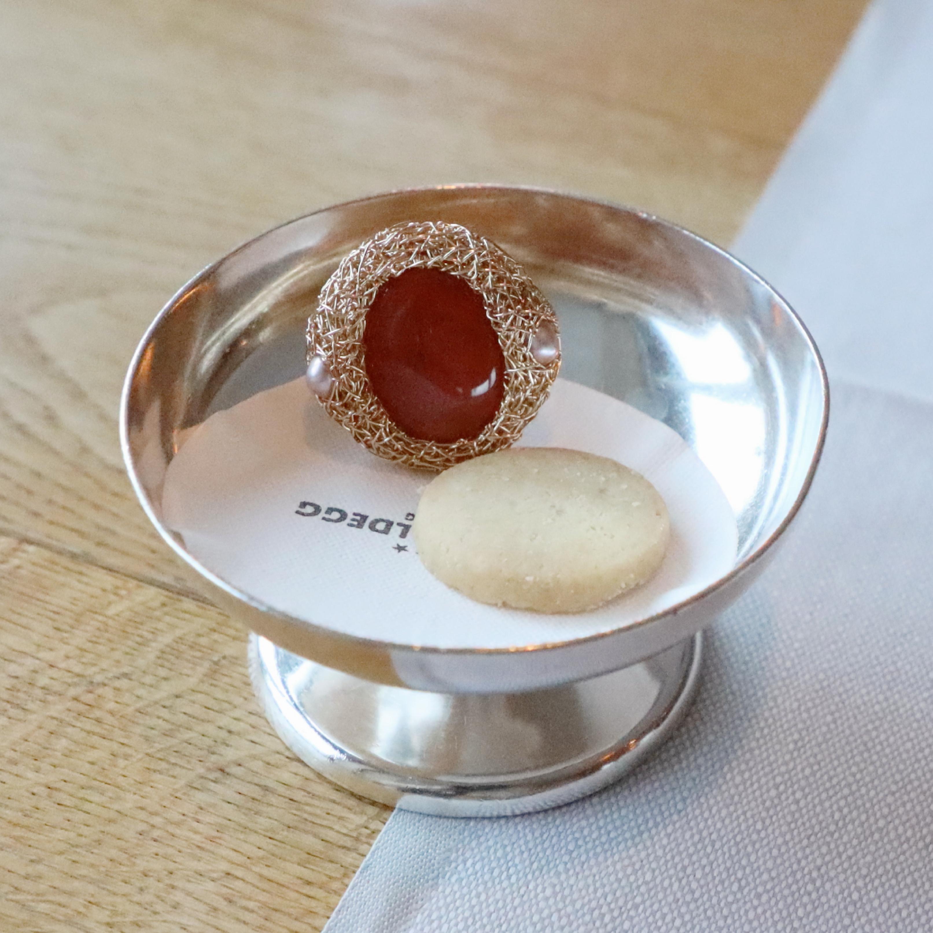 Oval Carnelian and Pearls 14 Kt Gold F. Cocktail Statement Ring by the Artist For Sale 6