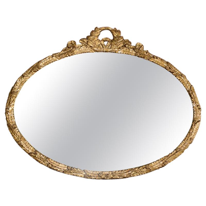 Oval Carved Vine Gilt Wood Mirror