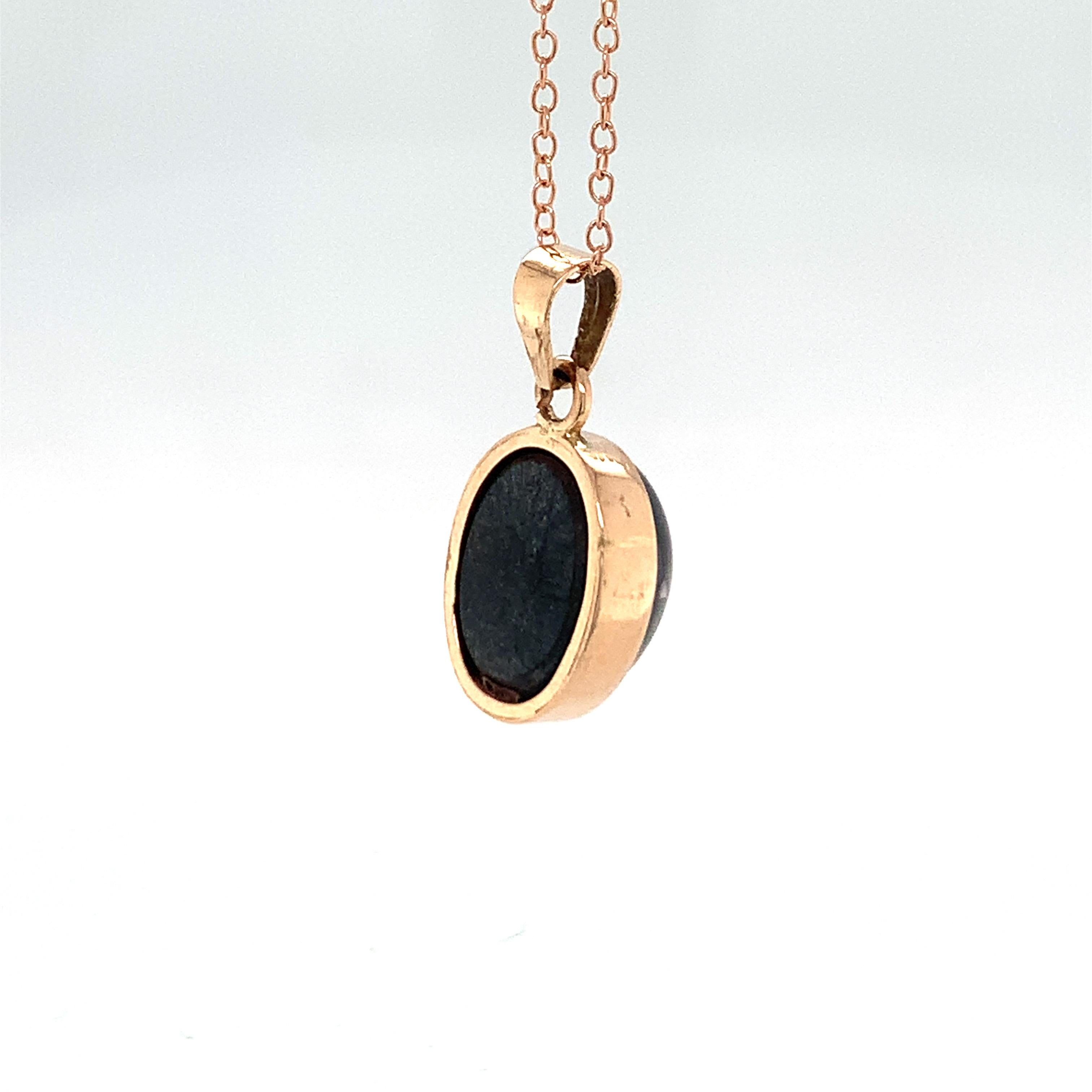 Women's Oval Cat’s Eye 14K Yellow Gold Pendant For Sale