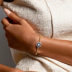 Oval Centerpiece 14K (or 18k upon request) Gold Beaded Bangle Bracelet