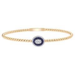 Oval Centerpiece 14K (or 18k upon request) Gold Beaded Bangle Bracelet
