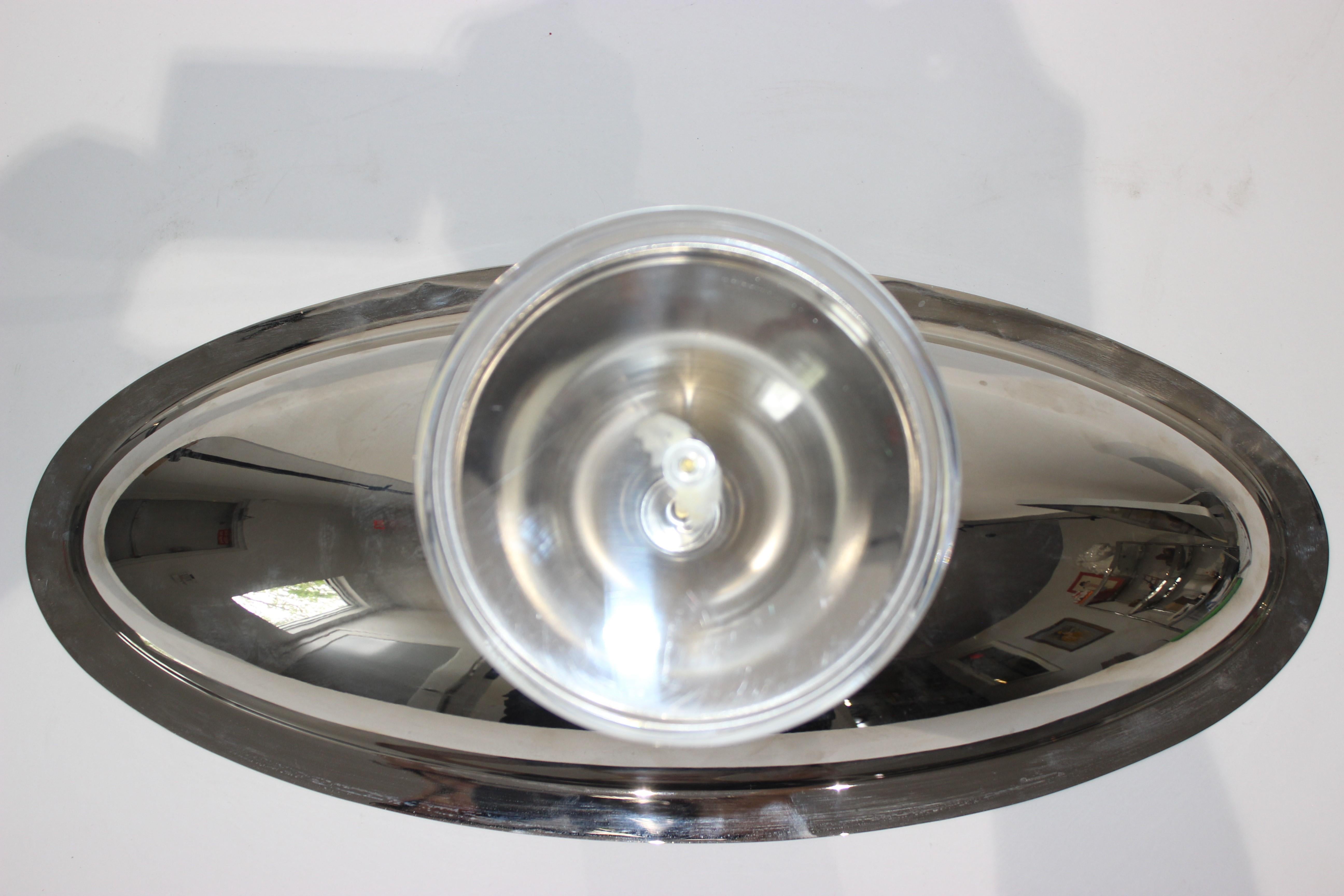 Oval Centerpiece Bowl Chrome and Lucite 2