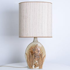 Oval Ceramic B. Rooke Table Lamp, New Beige Lampshade by R. Houben, 1970
