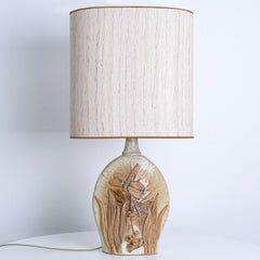 Oval Ceramic B. Rooke Table Lamp, New Beige Lampshade by R. Houben, 1970