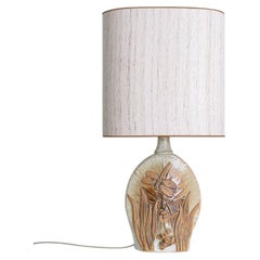 Oval Ceramic B. Rooke Table Lamp, New Beige Lampshade by R. Houben, 1970