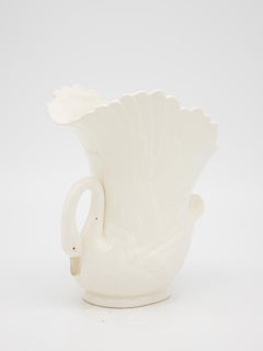 Oval Ceramic Bisque Swan Vase, USA Late 20th C.