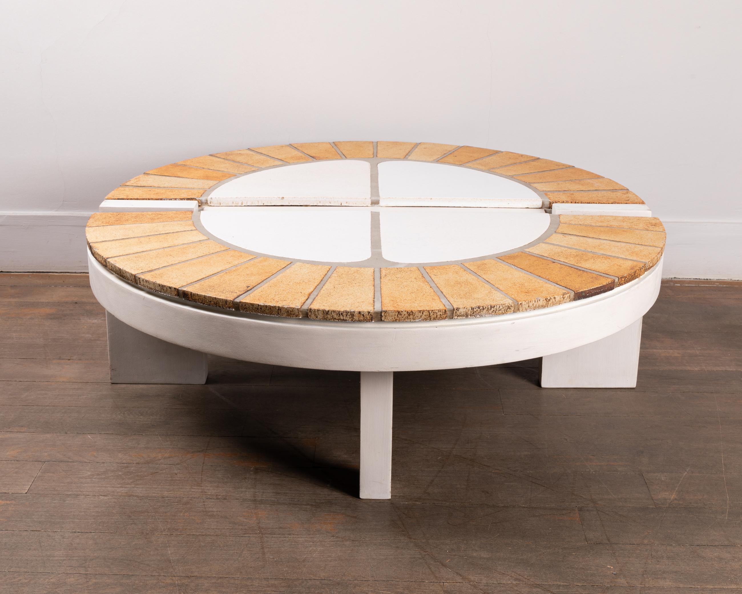 French Oval Ceramic Coffee Table by Roger Capron, Vallauris, 1960's